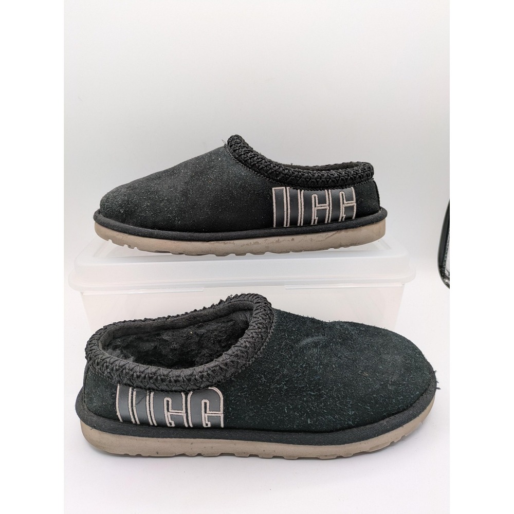 UGG Shoes Womens Size 9 Black Suede Mule Slippers Shearling Lined Cozy